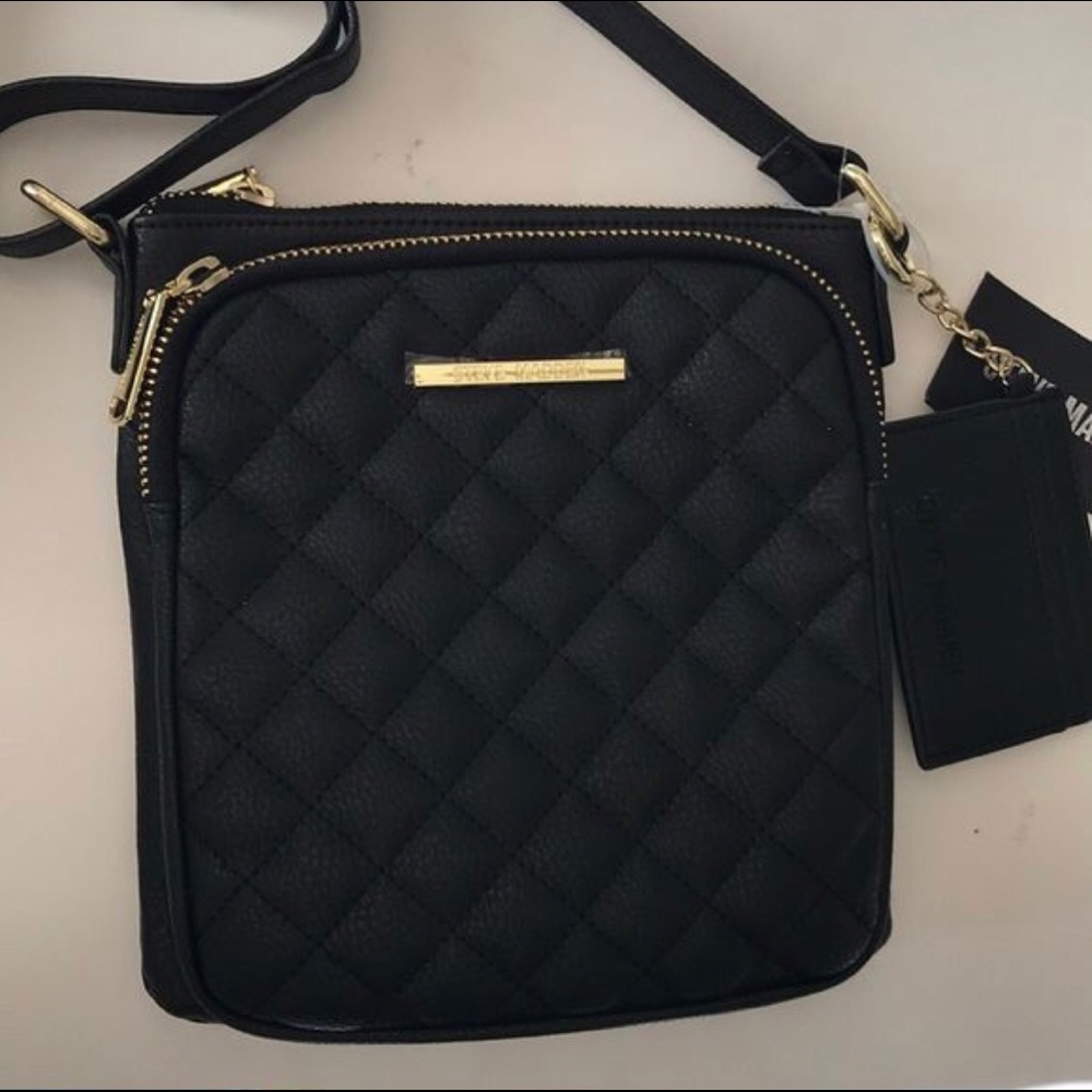 Steve Madden Black Quilt XBody Card Case NWT